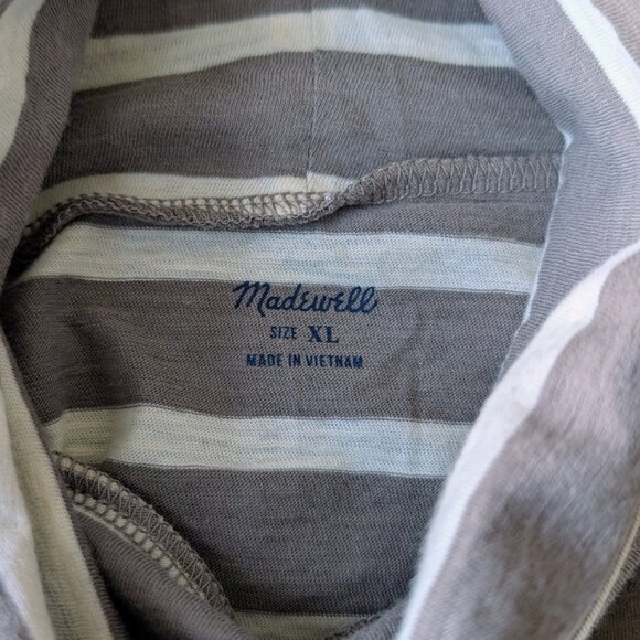 Madewell Whisper Cotton Turtleneck in Kearney Stripe Brown White size XL NWT - Picture 6 of 7